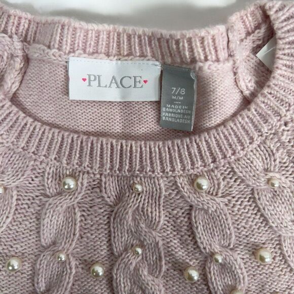 Girls Children's Place Pink Cottagecore Girly Barbiecore Sweater Dress NWT / 7/8 - Picture 4 of 4